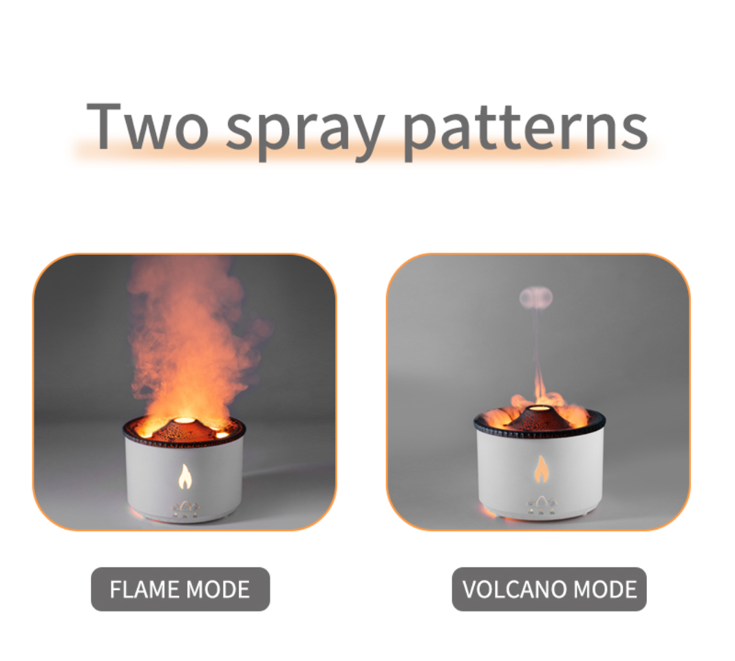 New Volcano Flame Aromatherapy Humidifier Air Diffuser Essential Oils  Ultrasonic Air Purifier Jellyfish Spit Circle Humidifier